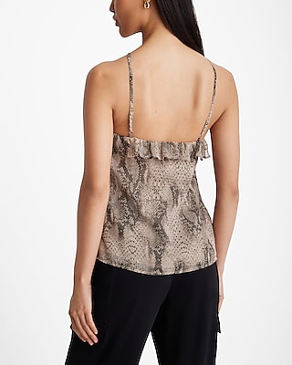 Snakeskin Ruffle Halter Neck Tank