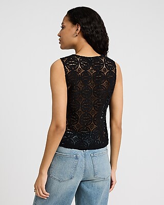 Crochet V-Neck Tie Front Tank