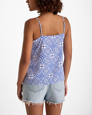 Printed V-Neck Ruffle Front Downtown Cami