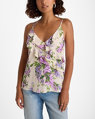 Floral V-Neck Ruffle Front Downtown Cami