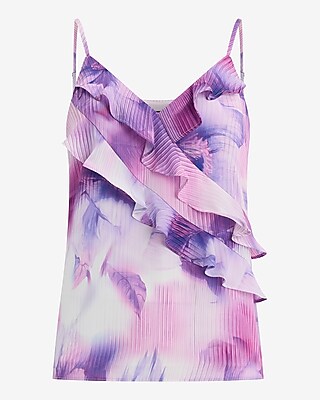 Printed Satin Ruffle Cami