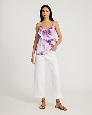 Printed Satin Ruffle Cami
