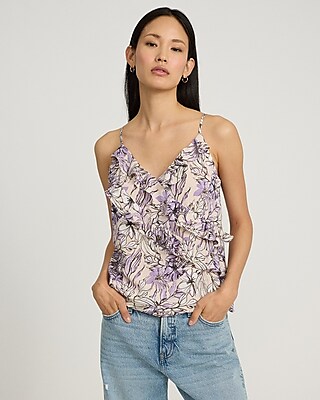 Floral Satin Ruffle Cami