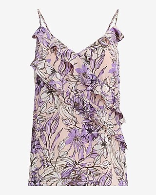 Floral Satin Ruffle Cami