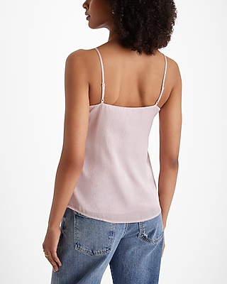 Satin Polka Dot V-Neck Ruffle Front Downtown Cami
