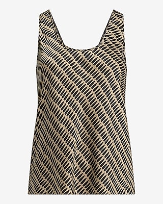 Printed Satin Scoop Neck Tank