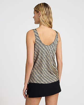 Printed Satin Scoop Neck Tank