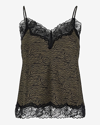 Zebra Lace Trim V-Neck Downtown Cami