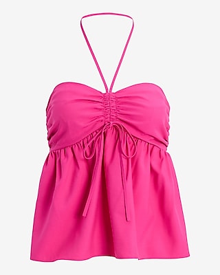 Tie Halter Ruched Bow Tank