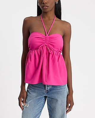 Tie Halter Ruched Bow Tank