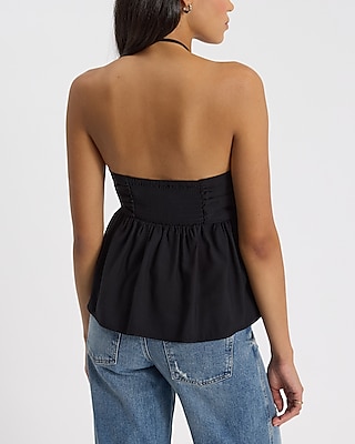 Tie Halter Ruched Bow Tank