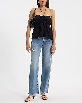 Tie Halter Ruched Bow Tank