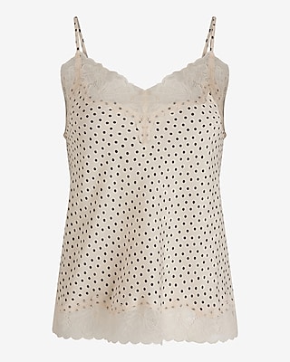 Polka Dot Lace Trim V-Neck Downtown Cami