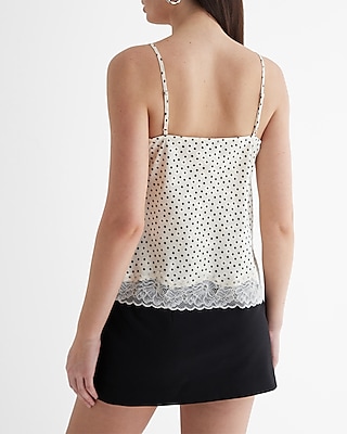 Polka Dot Lace Trim V-Neck Downtown Cami