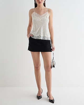 Polka Dot Lace Trim V-Neck Downtown Cami