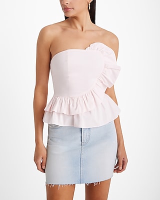 Strapless Front Ruffle Peplum Tube Top