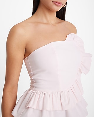 Strapless Front Ruffle Peplum Tube Top