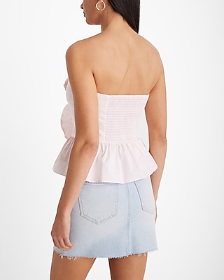 Strapless Front Ruffle Peplum Tube Top