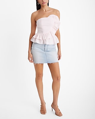 Strapless Front Ruffle Peplum Tube Top