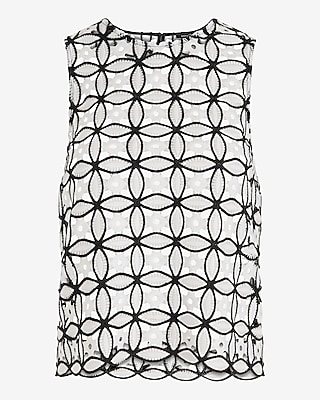 Crochet Two Tone Scalloped Hem Tank