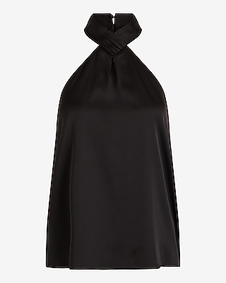 Satin Gathered Halter Neck Tank