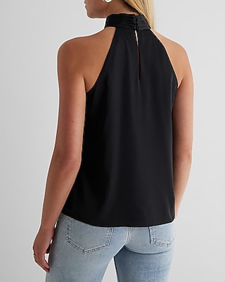 Satin Gathered Halter Neck Tank