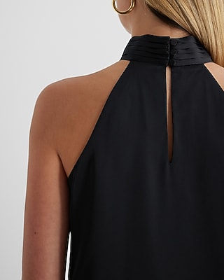 Satin Gathered Halter Neck Tank