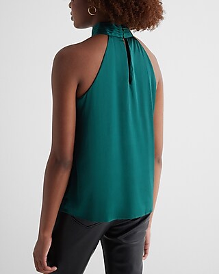 Satin Gathered Halter Neck Tank