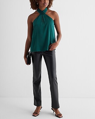 Satin Gathered Halter Neck Tank
