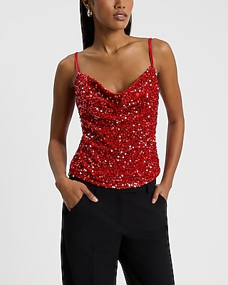 Sequin Cowl Neck Cami