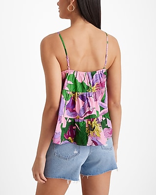 Floral Scoop Neck Tiered Tank