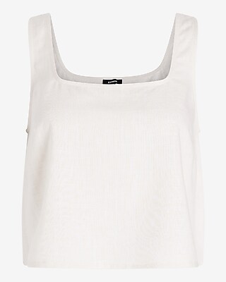 Linen-Blend Square Neck Tank