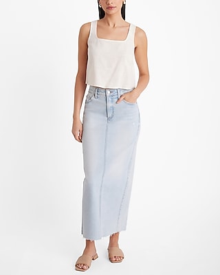 Linen-Blend Square Neck Tank