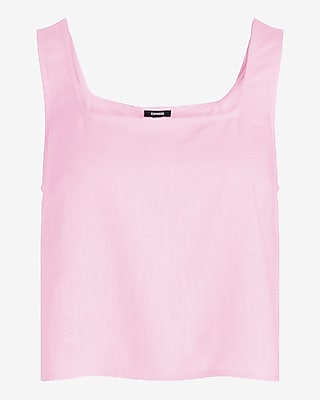 Linen-Blend Square Neck Tank