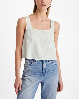 新品タグ付【ARMEN】LINEN PLAINボートネックOP size0 Linen-blend Square Neck Tank | Express