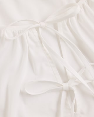 Double Tie Neck Flutter Sleeve Top