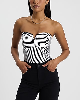 Striped Sweetheart Corset Tube Top