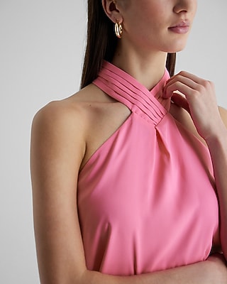 Pleated Halter Neck Tank