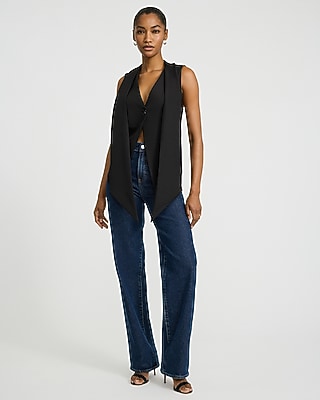 One Button Scarf Cropped Vest | Express