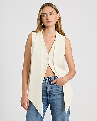 One Button Scarf Cropped Vest