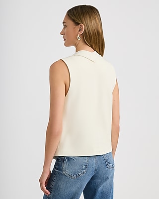 One Button Scarf Cropped Vest