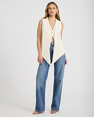 One Button Scarf Cropped Vest