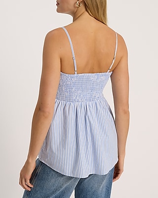 Striped Embroidered Lace V-Neck Cami