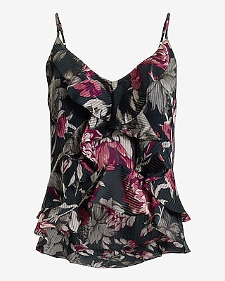 Floral Satin Ruffle Cami