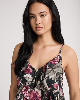 Floral Satin Ruffle Cami