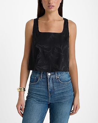 Floral Jacquard Square Neck Tank