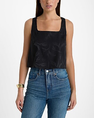 Floral Jacquard Square Neck Tank