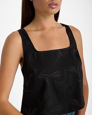 Floral Jacquard Square Neck Tank