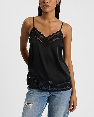 Sheer Embroidered Pieced V-Neck Downtown Cami