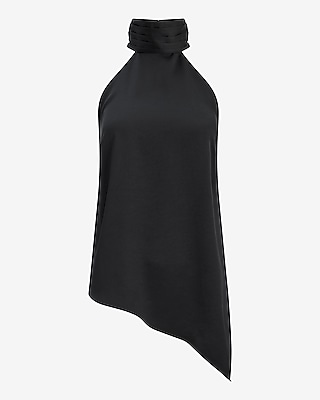Satin Mock Neck High-Low Top